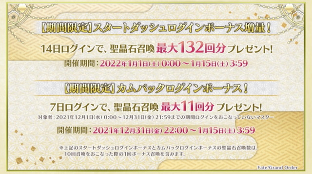 『FGO』ログインだけで「聖晶石×30」や「伝承結晶」貰える！お得満載の“お正月キャンペーン”開催
