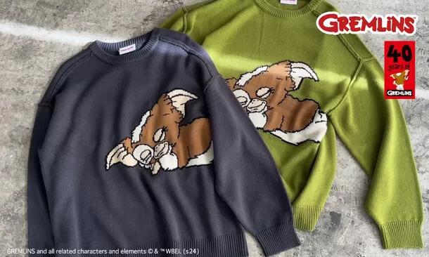 映画「グレムリン」公開40周年にあわせて、秋冬アパレルが新登場！ギズモを精密に刺繍したスウェットやトレーナーなど性別を問わないデザイン