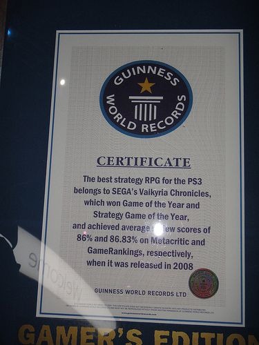 『戦場のヴァルキュリア』がギネス認定、「PS3史上最高のシミュレーションRPG」賞を受賞