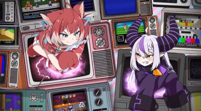 vaultroomがホロライブ「ラプラス・ダークネス」、CR「赤見かるび」とコラボ！映像では2人が色々なレトロゲームで競い合う