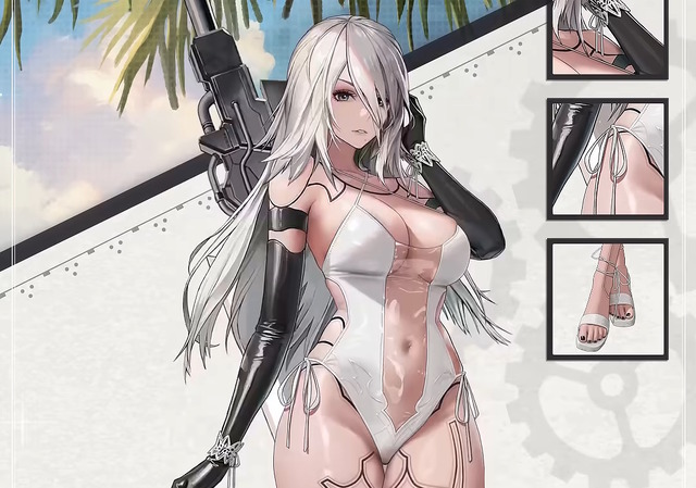 2Bだけじゃない…A2の水着衣装もムチムチセクシー！『勝利の女神：NIKKE』×『ニーア』コラボ復刻の新コスチュームが指揮官を惑わす