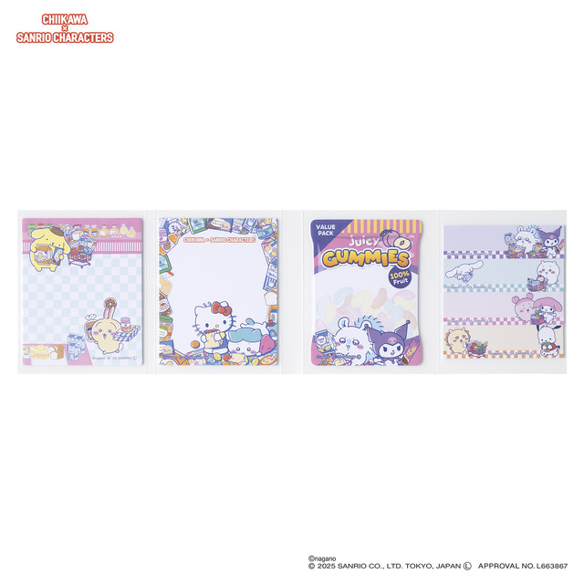 「ちいかわ×サンリオキャラクターズ」コラボグッズがむちゃカワ！“スーパーマーケット”風アイテムほか、ハローキティを着たハチワレなども