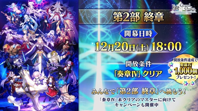 12月における『FGO』は大忙し！ 大ボリュームの「第2部 終章」、序章クリアで配布サーヴァント獲得、ボックスガチャにレイドバトルも【配信番組まとめ】