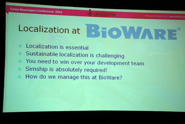 【GDC2011】ビジネスに重要なのは愛だろ、愛！BioWareにおけるローカライズプロセスについて