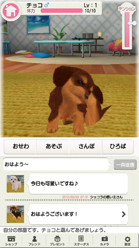 子犬と一緒に暮らすソーシャルペットゲーム『どこでもペット かわいい子犬』 