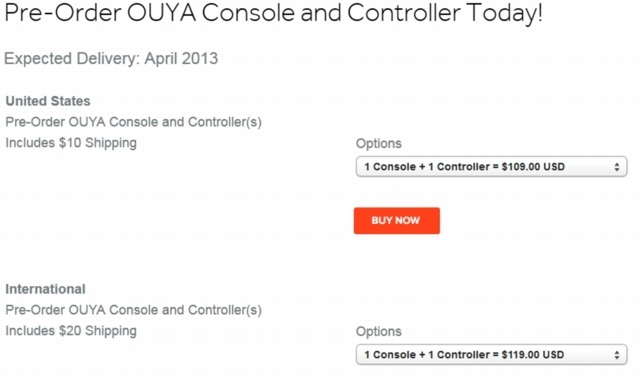 Androidベースということもあり、本体の価格が非常に安価なのはOuyaの大きな魅力の1つ。現在国内では119ドル（米国内では109ドル）から予約購入可能で、PS3/Xbox 360/Wiiの据え置き現行機よりも本体価格は遥かに低いものとなっています