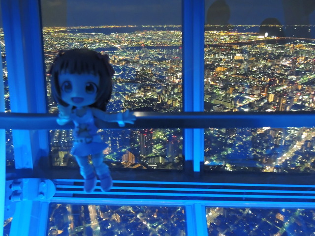 夜景をバックに