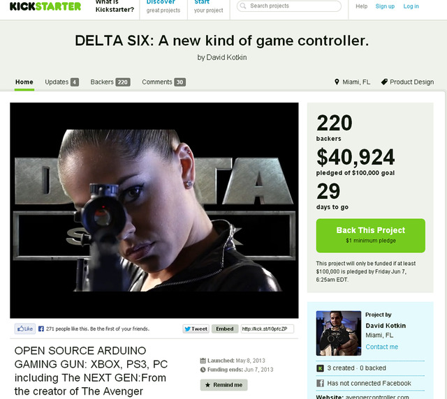 Kickstarter Delta Six ページ
