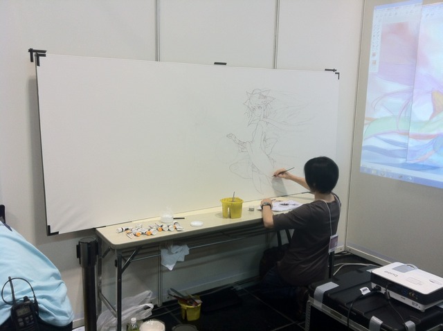 【京まふ2013】『ブレイブリーデフォルト』衣装デザインの藤ちょこさん、水彩画の弘司さんによるライブペインティングが行われる