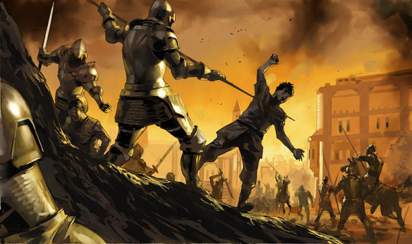 アートワーク「街を襲う騎士団」