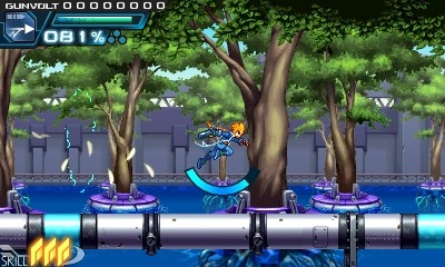 『ロックマンゼロ』などを手がけたインティ・クリエイツ×稲船敬二の2Dアクション『蒼き雷霆 ガンヴォルト』が3DS向けに発表