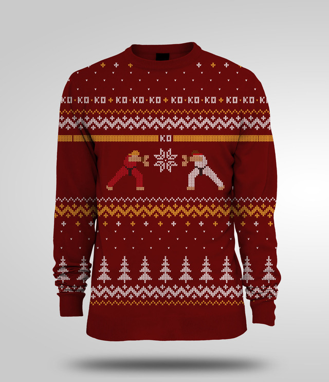 『ストリートファイター』のクリスマスセーターが海外通販サイトで登場、この冬はクリスマス波動拳？