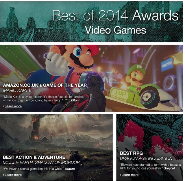 英国Amazonが選ぶ2014年ベストゲーム賞発表！『マリオカート8』と『スマブラ for 3DS』の名前も