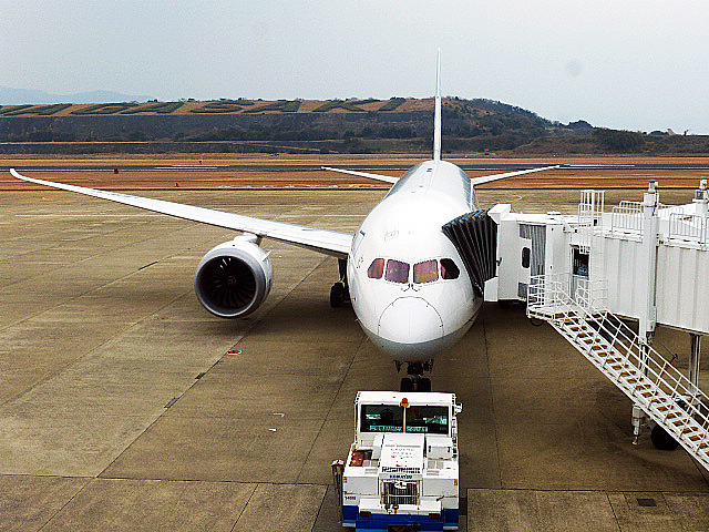 羽田から長崎空港に到着した全日空B787