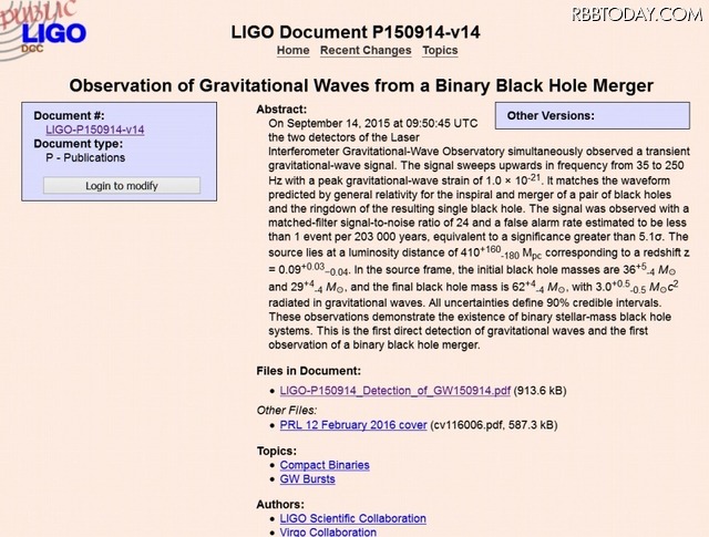 LIGOに掲載された研究論文