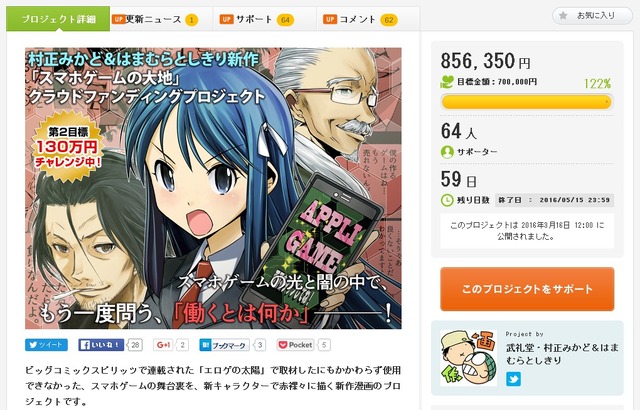 なぜ○万円課金しても欲しいキャラが出ないの？スマホゲームの裏側を描く漫画プロジェクト、わずか半日で目標金額を達成