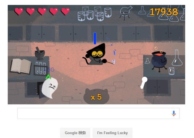 Googleにかわいい黒猫のハロウィンミニゲームが登場！シンプルながらやりこみがいあり