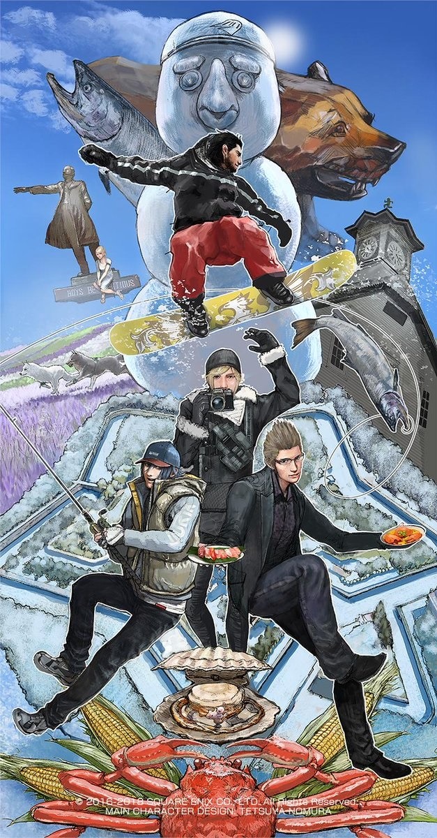 『FFXV』アートチームによる新規描き起こしイラスト公開―ノクトたちが北海道を満喫！