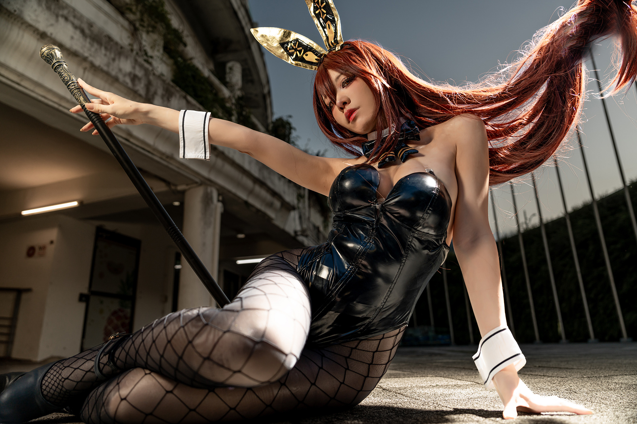 NIKKE コスプレ ルージュ バニーガール コスプレ】褐色バニーガールはお好きですか？ボンテージ＆編み