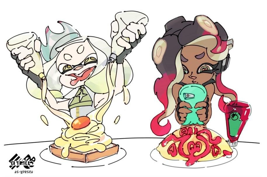 スプラトゥーン2 テンタクルズを描くフェスイラスト公開 食欲全開なヒメとハートをちらすイイダ どっちも可愛い インサイド