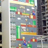 マリオのステージを壁面にデザイン！遊び心いっぱいの小学校が中国に登場