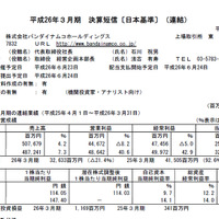 平成26年3月期決算スクリーンショット