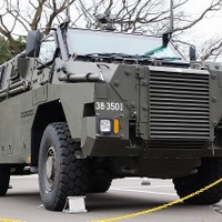 陸上自衛隊・広報センターで開催されたイベントで一般初公開となった輸送防護車（MRAP）。