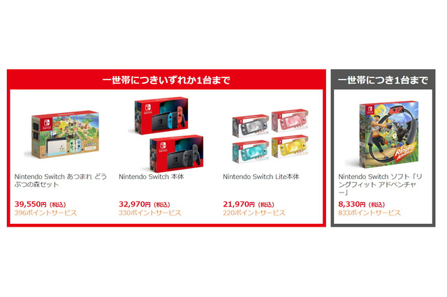 ビックカメラ、延期していたスイッチ本体各種と『リングフィット アドベンチャー』の抽選販売を再開―4月30日17:59まで実施 画像