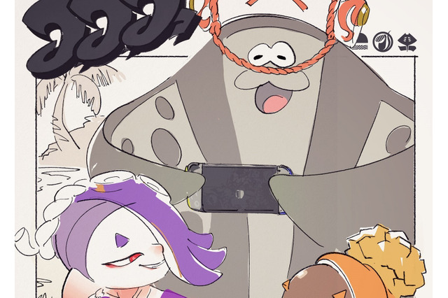 『スプラトゥーン3』フェスに向けたイラストが公開！スイッチで遊ぶ“マンタロー”に「どうやって操作してんの？」とツッコミ続出 画像