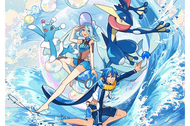 『ポケモン』×「初音ミク」応援イラスト第1弾公開!みず使いのミク再び、さらに「KAITO&ゲッコウガ」もサプライズ出演 画像
