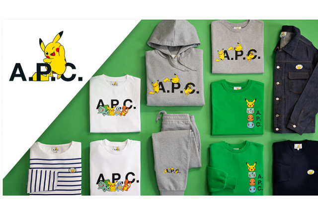 『ポケモン』と仏ファッションブランド「A.P.C.」がコラボ!ピカチュウや初代御三家をデザインしたアパレルが多数ラインナップ 画像