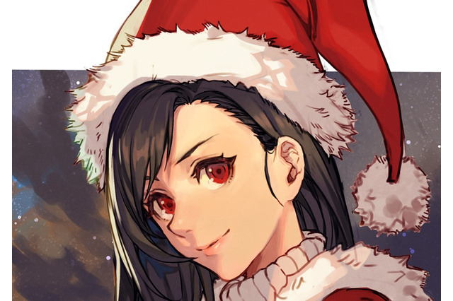 『FF7』クリスマス衣装のティファが可愛い！人気イラストレーター「はんくり」先生がファンアートを投稿 画像