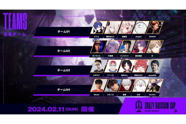 「第3回 CRカップ スト6」出場メンバー&チーム分け発表！かずのこ、SHAKA、ファン太ら総勢20名が競い合う 画像