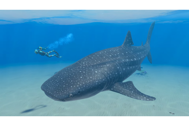 画面いっぱいに広がるのは…巨大なジンベエザメ！『フォーエバーブルー ルミナス』紹介映像&CMが公開―ダイバーに寄り添う海の生物にも注目 画像