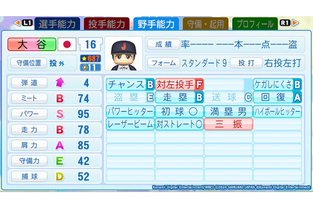 『パワプロ2024』二刀流・大谷選手が恐ろしいほど強い…！シリーズ最強クラスのパワー、話題の決め球“スイーパー”を搭載 画像