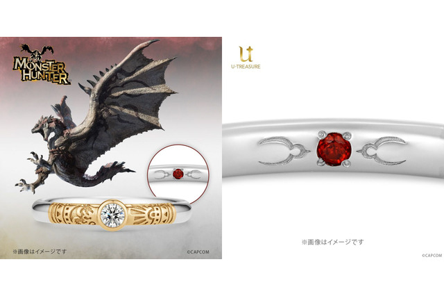 『モンハン』よりコラボエンゲージリングが登場!「リオレイア」「リオレウス」などモンスターの刻印&カラーストーンで贅沢なデザインに 画像
