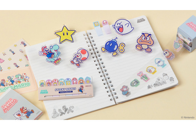 『スーパーマリオ』ステーショナリー新商品が販売中！キャラクターたちを楽しめる2柄展開、淡いパステルカラーの日常使いしやすいデザイン 画像