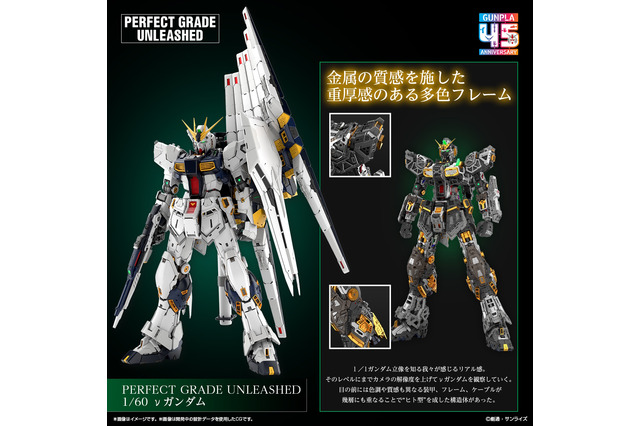 究極のガンプラ「PG UNLEASHED 1/60 νガンダム」追加情報！圧倒的密度の内部フレームや「LEDユニット（別売り）」がお披露目 画像
