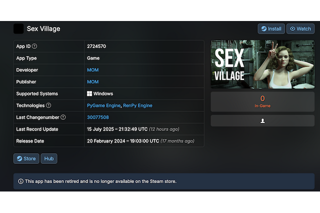 Steam「特定の成人向けコンテンツ」を早速制限。ガイドライン更新に伴いルール違反のゲーム削除 画像