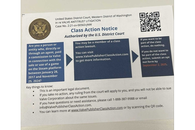 「不参加表明しないと自動的に集団訴訟に入れられます」ゲムスパ編集部にも届いたValve集団訴訟の案内…インディー開発者から不安の声 画像