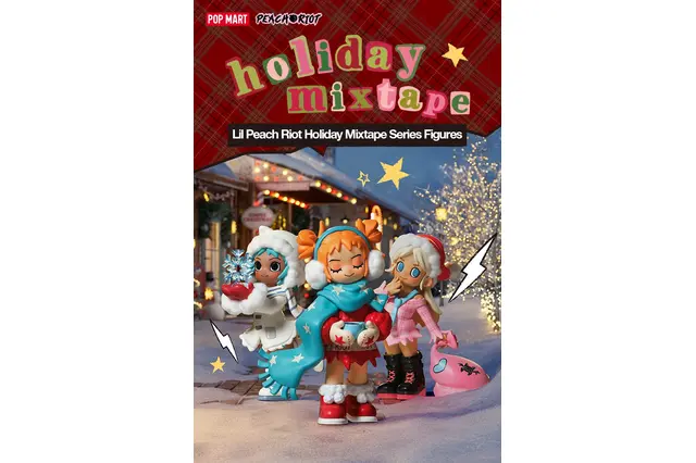 POP MART新作！リルピーチのホリデーミックステープシリーズがAliExpressで登場。音楽×冬デザインが可愛すぎる限定フィギュア【数量限定】 画像