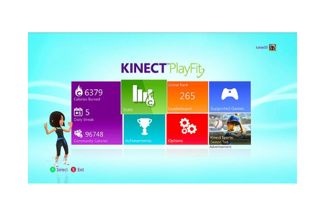 Kinectゲームの消費カロリー数を統計するアプリ『Kinect PlayFit』 画像