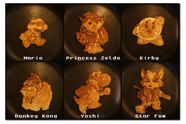 パパが作った、任天堂キャラクターのパンケーキ 画像