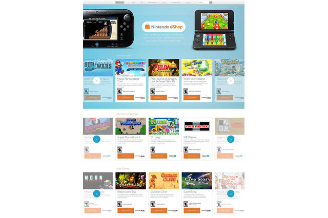 米国任天堂、eショップと配信タイトルの紹介ページを開設 画像