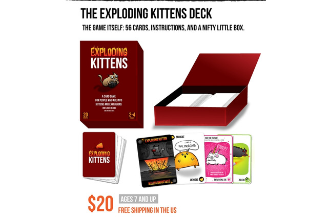 この猫、爆発します…カードゲーム『Exploding Kittens』が1日で目標資金の100倍を集め、既に300万ドル突破 画像