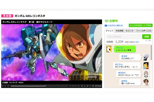 「バンダイチャンネル」にコメント機能が実装…複数人で同じ動画を見ながら会話できる 画像