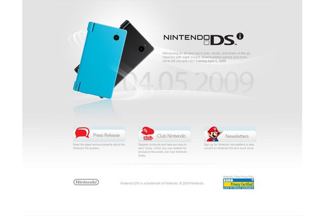 ニンテンドーDSi、米国では4月5日に発売決定―カラーはブラックとブルーの2色 画像