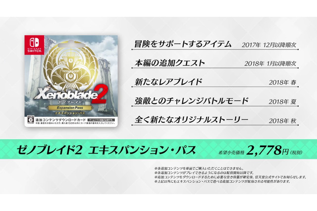 『ゼノブレイド2』新たなクエストやオリジナルストーリー等が追加される「エキスパンション・パス」の詳細が明らかに 画像