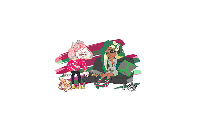 『スプラトゥーン2』ヒメもイイダもちょっとガッカリ…？海外フェス「ダサい セーター vs ソックス」のイラストが公開 画像