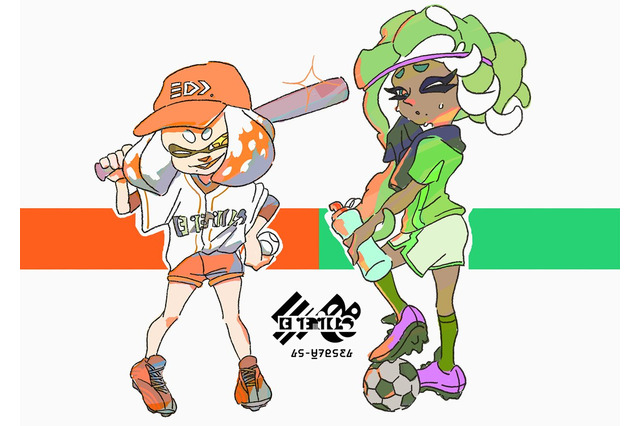 『スプラトゥーン2』北米フェス「野球VSサッカー」のイラストが公開―ユニフォーム姿のテンタクルズ可愛い！ 画像